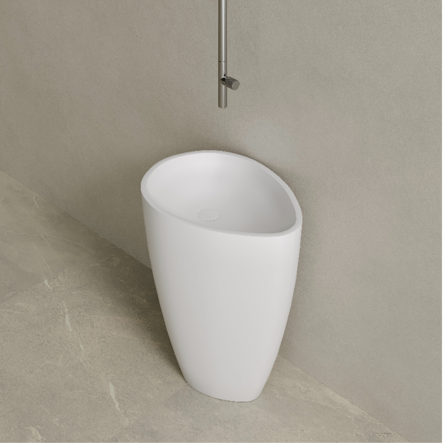 ELEMENTO BATH | 18" x 33" SOLID SURFACE STONE RESIN ROUND PEDESTAL SINK | $1,478.50 - $1,556.20