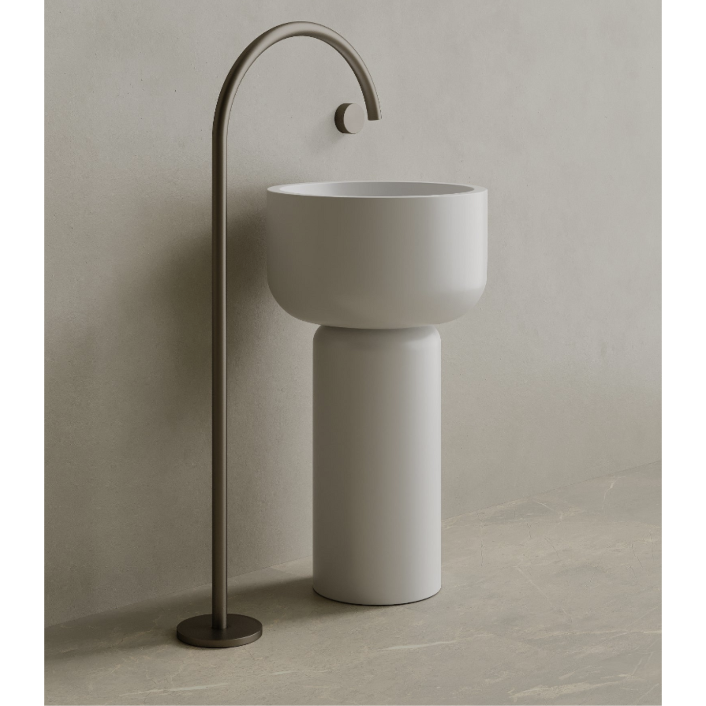 ELEMENTO BATH | 19" x 33" SOLID SURFACE STONE ROUND PEDESTAL SINK | $1,435.00 - $1,506.70