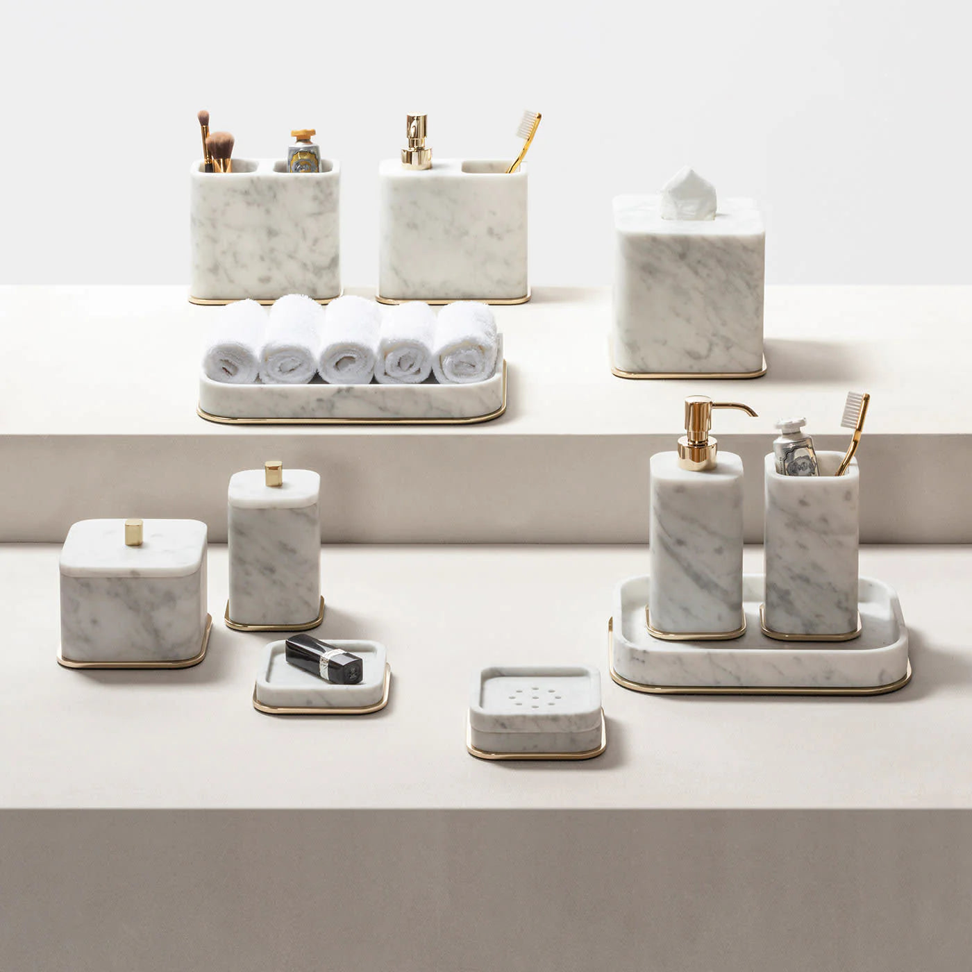 GIOBAGNARA | POLO WHITE MARBLE SQUARE VALET TRAY SMALL | $485.00