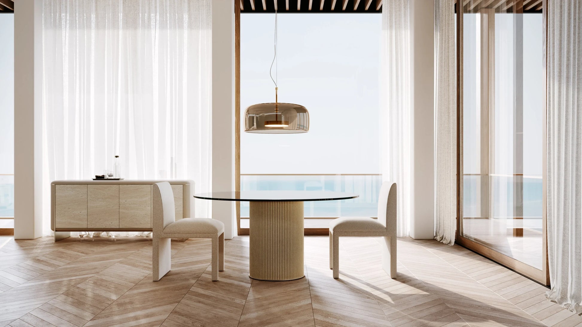 Rhythm Dining Table - 60 Round Glass Top