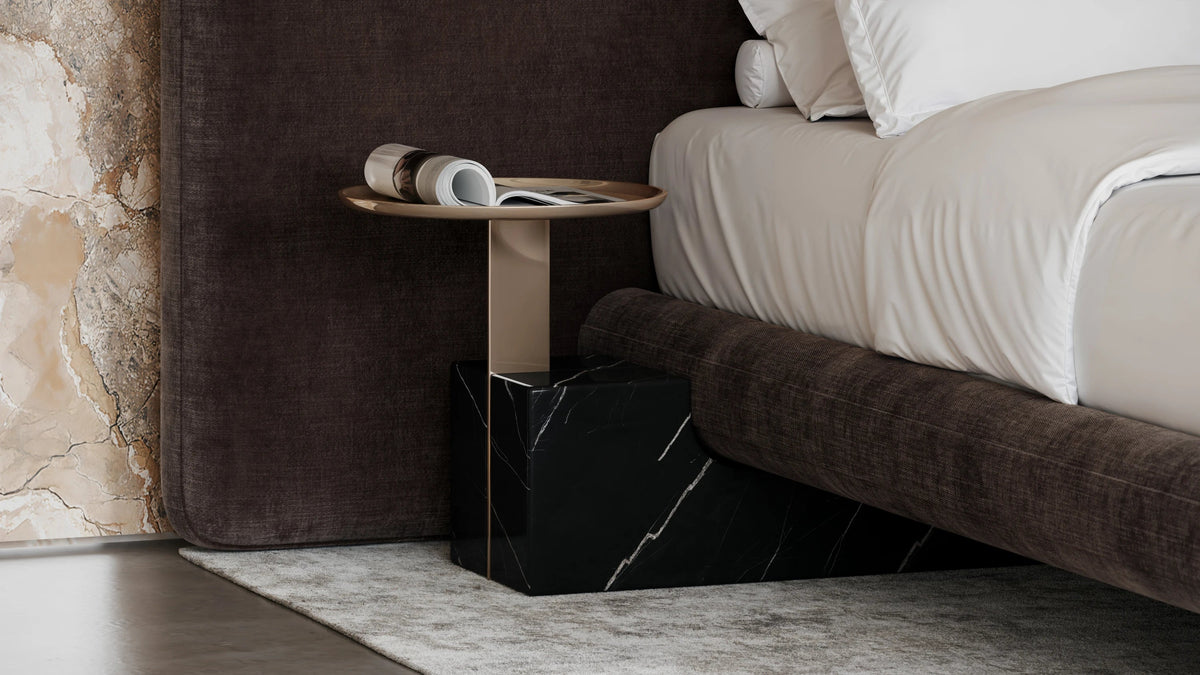 CARACOLE | OVERLAP UPH 2-PANEL KING BED - DARK TAUPE | $8,100.00