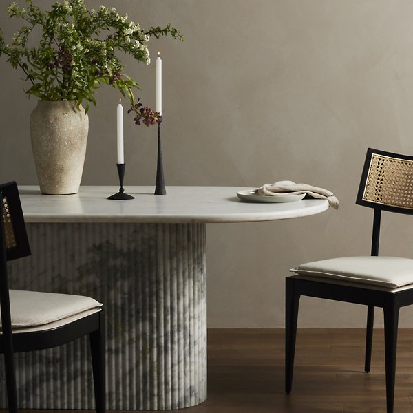FOUR HANDS | Oranda Dining Table-White Scalloped Marble | $3,199
