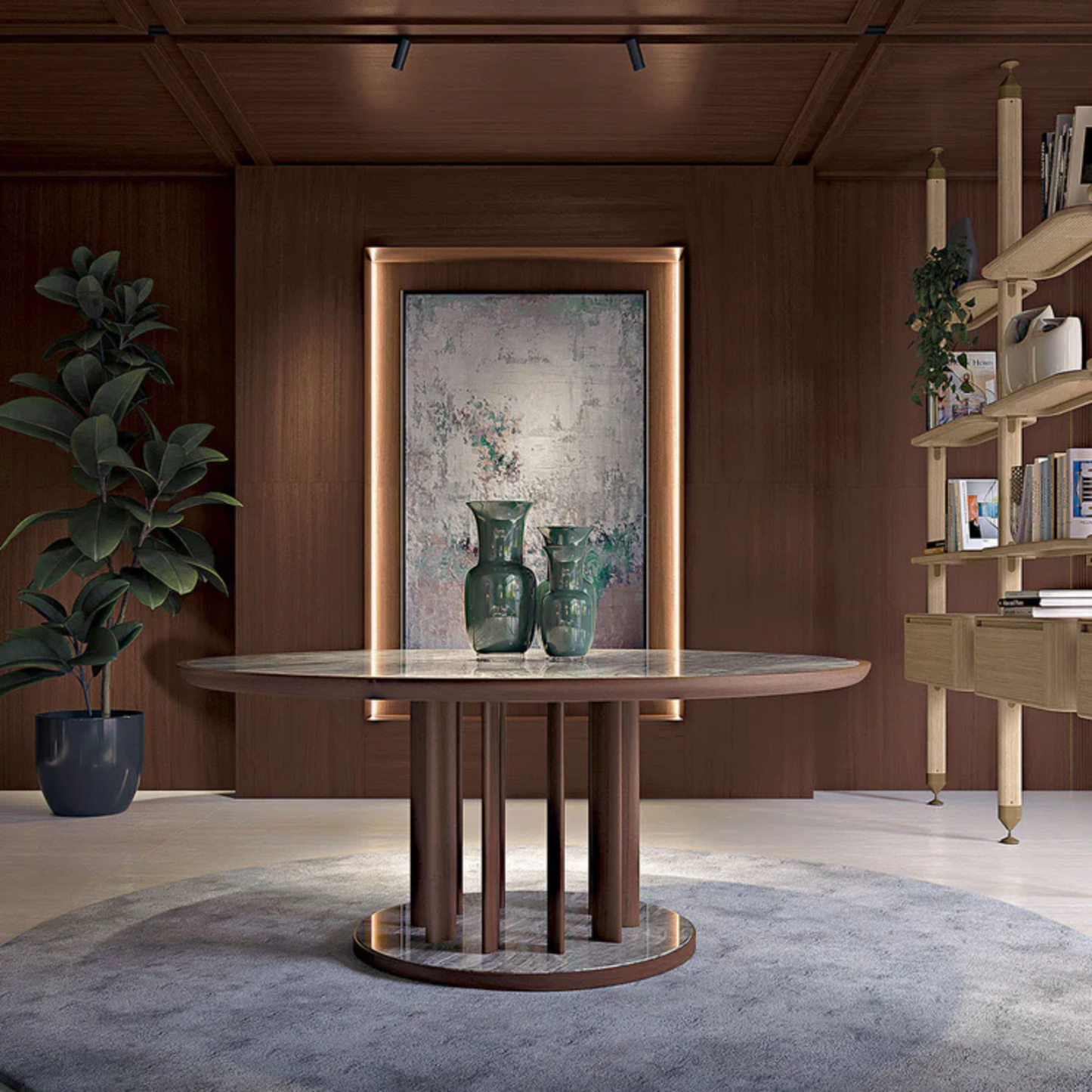 BAMAX | ROUND EARTHENWARE AND CANALETTO TABLE | $21,240.00