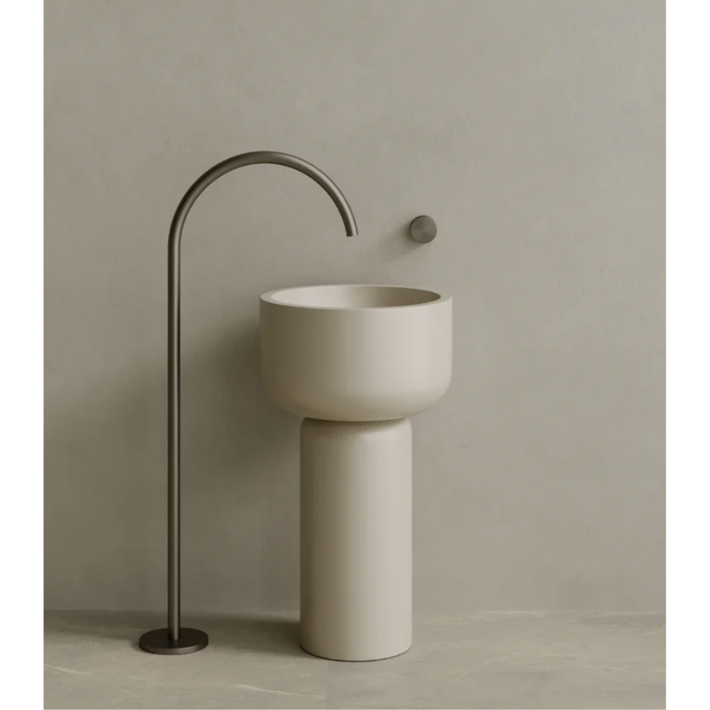 ELEMENTO BATH | 19" x 33" SOLID SURFACE STONE ROUND PEDESTAL SINK | $1,435.00 - $1,506.70