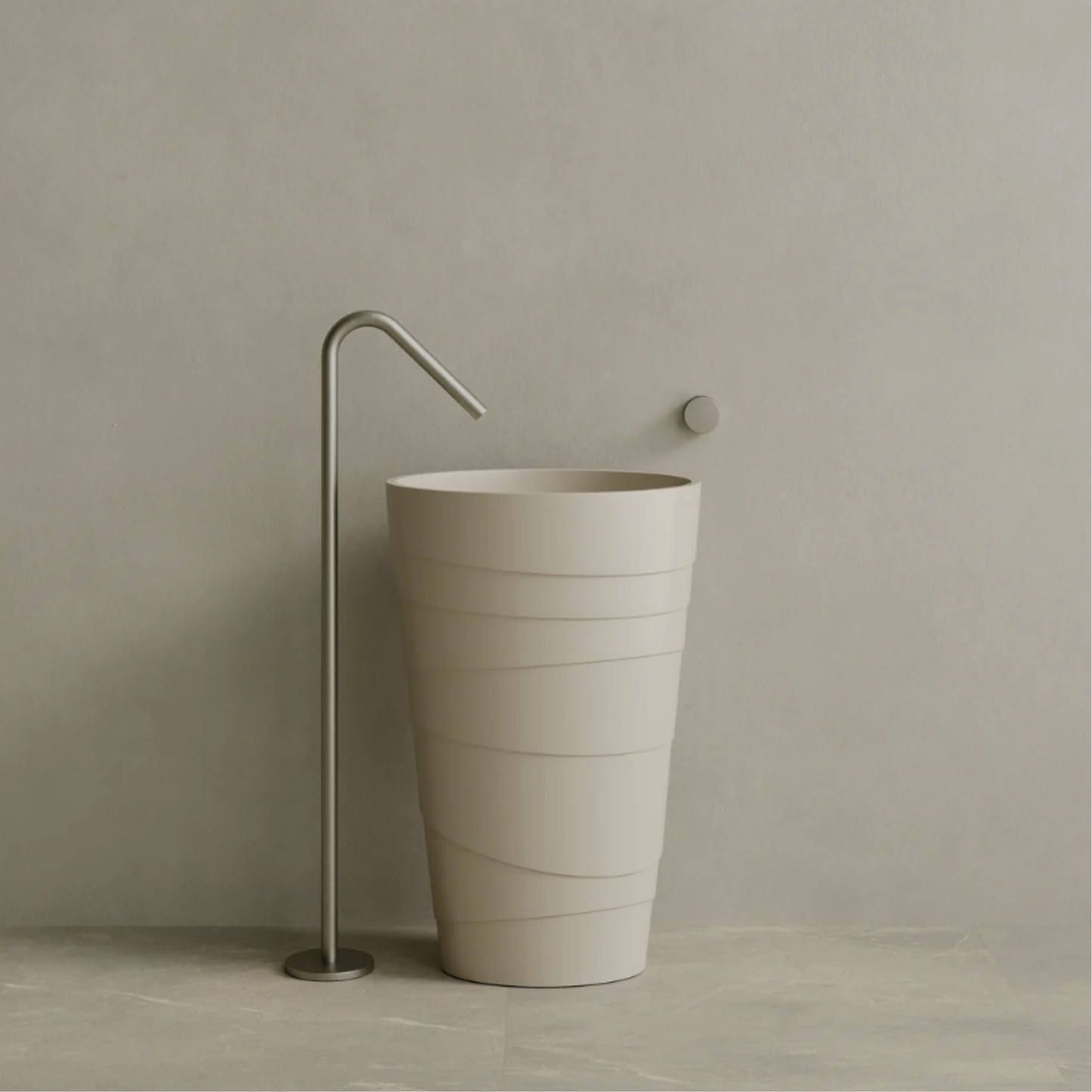 ELEMENTO BATH | 16" x 35" SOLID SURFACE STON RESIN ROUND PEDESTAL SINK | $1,443.40 - $1,516.90