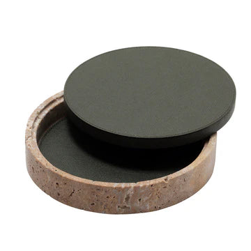 GIOBAGNARA | GIZA LEATHER & MARBLE ROUND BOX #12 | $855.00