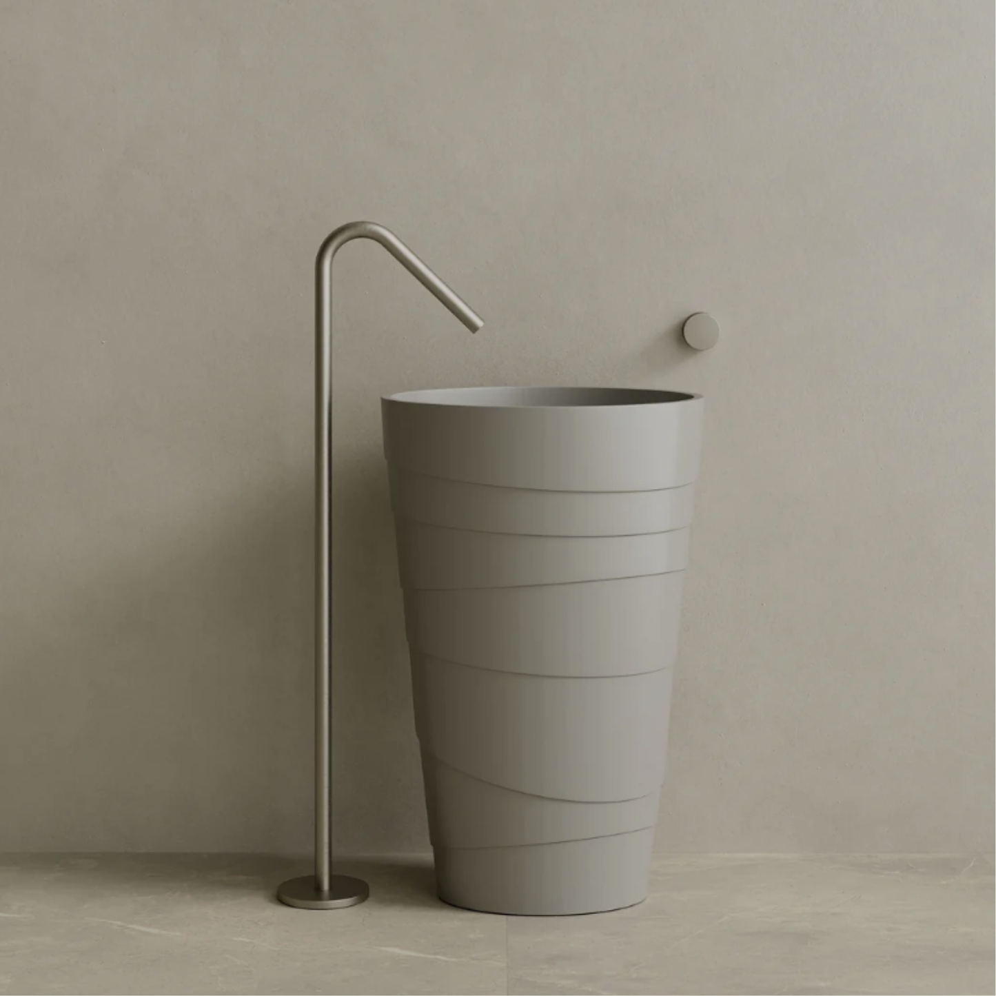 ELEMENTO BATH | 16" x 35" SOLID SURFACE STON RESIN ROUND PEDESTAL SINK | $1,443.40 - $1,516.90