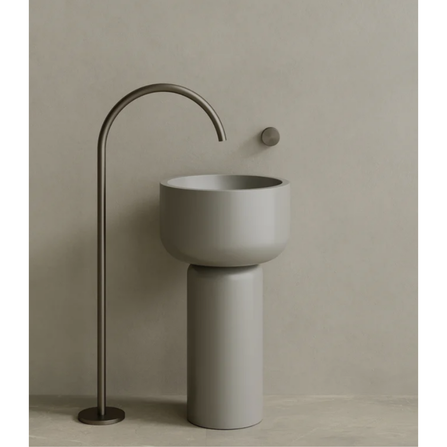 ELEMENTO BATH | 19" x 33" SOLID SURFACE STONE ROUND PEDESTAL SINK | $1,435.00 - $1,506.70