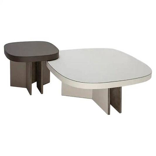 GIOBAGNARA | SET OF 2 LEATHER COFFEE TABLES | $7,922.00