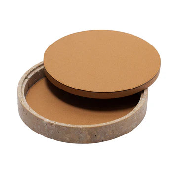 GIOBAGNARA | GIZA LEATHER & MARBLE ROUND BOX #8 | $855.00