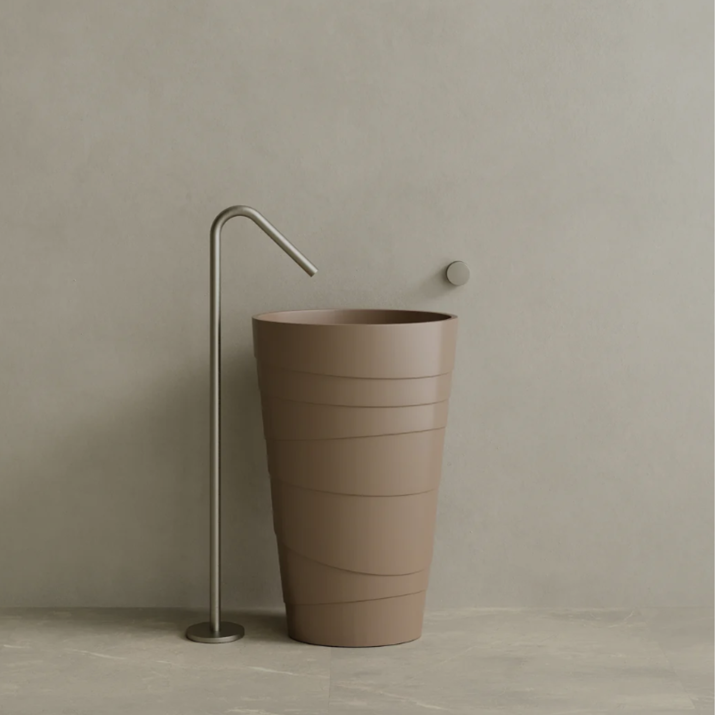 ELEMENTO BATH | 16" x 35" SOLID SURFACE STON RESIN ROUND PEDESTAL SINK | $1,443.40 - $1,516.90