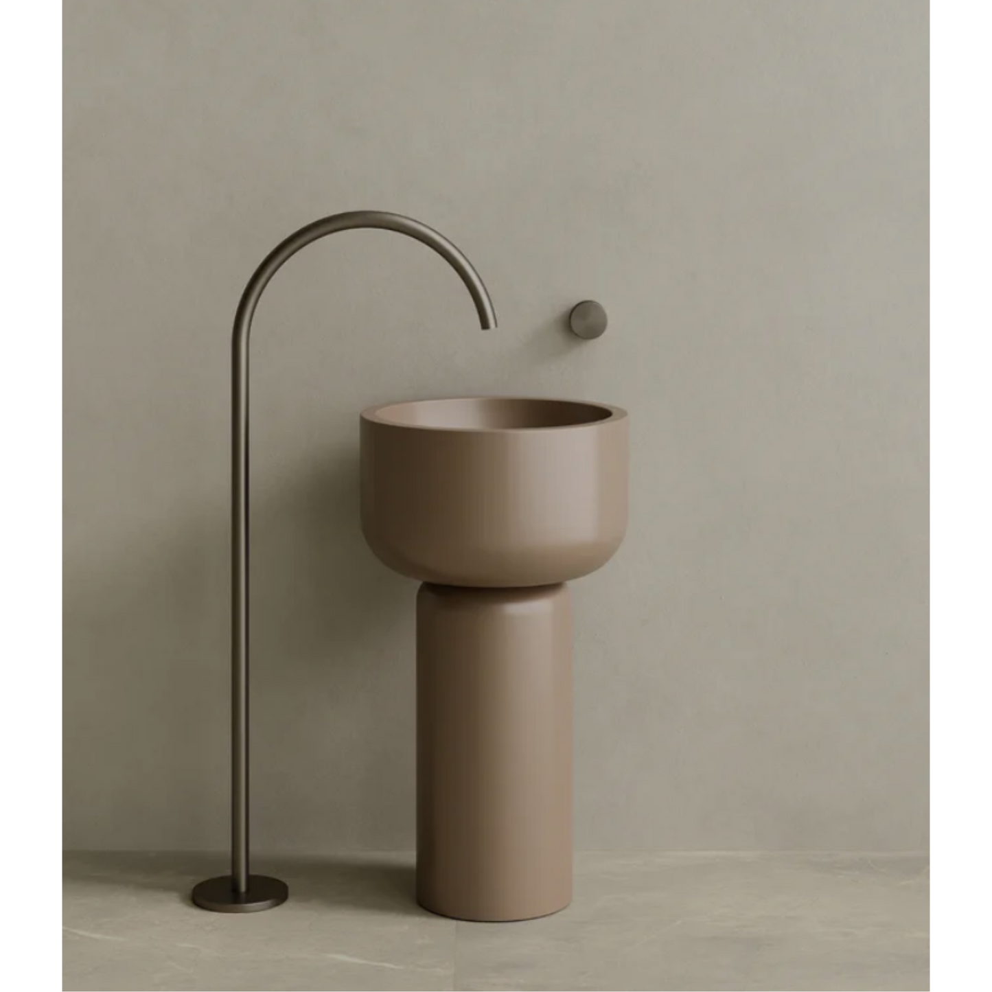 ELEMENTO BATH | 19" x 33" SOLID SURFACE STONE ROUND PEDESTAL SINK | $1,435.00 - $1,506.70