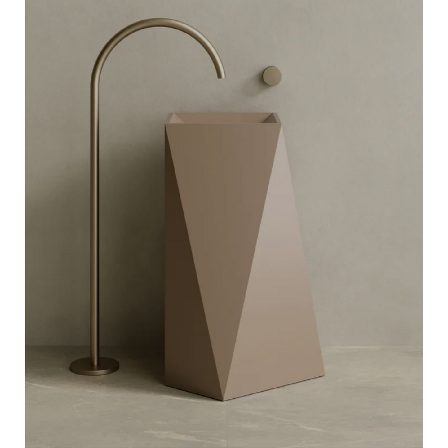 ELEMENTO BATH | 20" x 34" SOLID SURFACE GEOMETRIC PEDESTAL SINK | $1,509.40 - $1,611.10