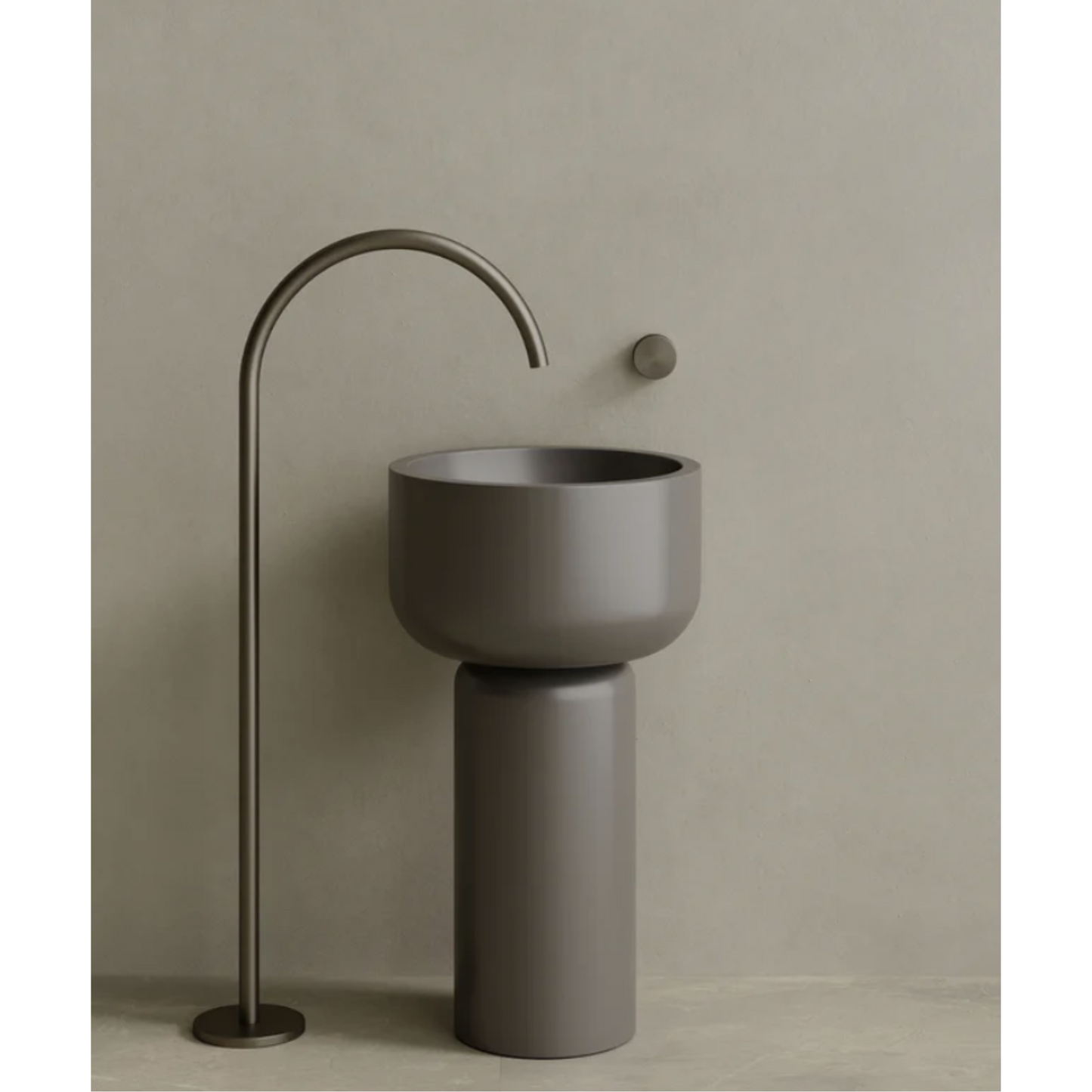 ELEMENTO BATH | 19" x 33" SOLID SURFACE STONE ROUND PEDESTAL SINK | $1,435.00 - $1,506.70