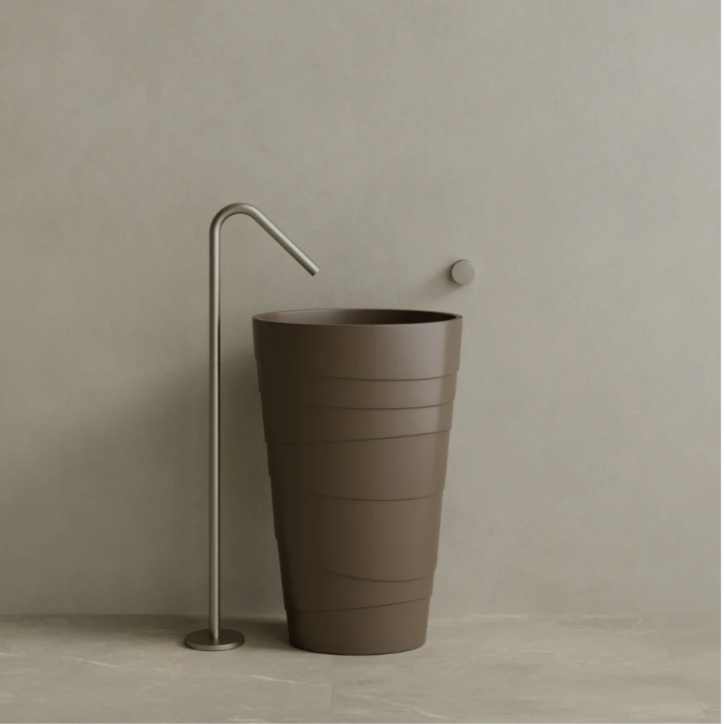 ELEMENTO BATH | 16" x 35" SOLID SURFACE STON RESIN ROUND PEDESTAL SINK | $1,443.40 - $1,516.90