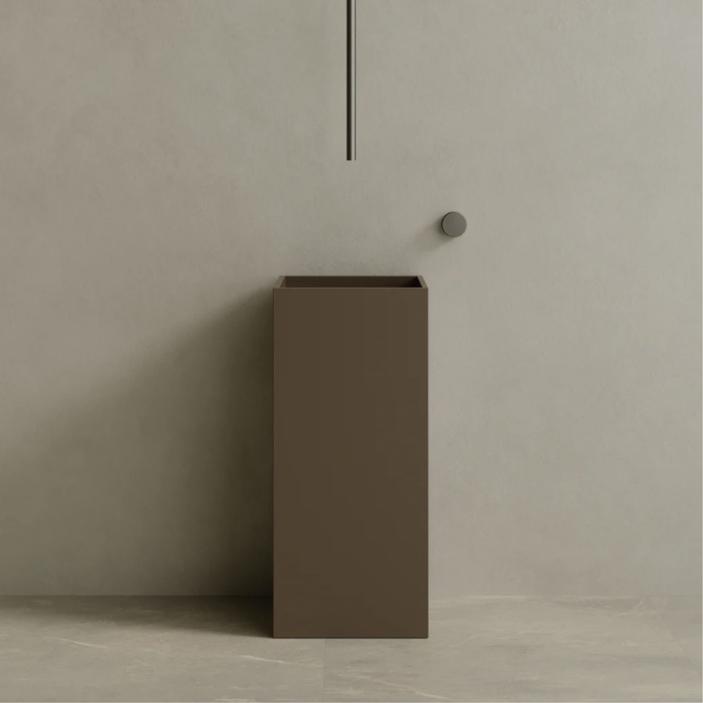 ELEMENTO BATH | 16” x 35” SQUARE SOLID SURFACE STON RESIN PEDESTAL SINK | $1,511.80 - $1,609.90