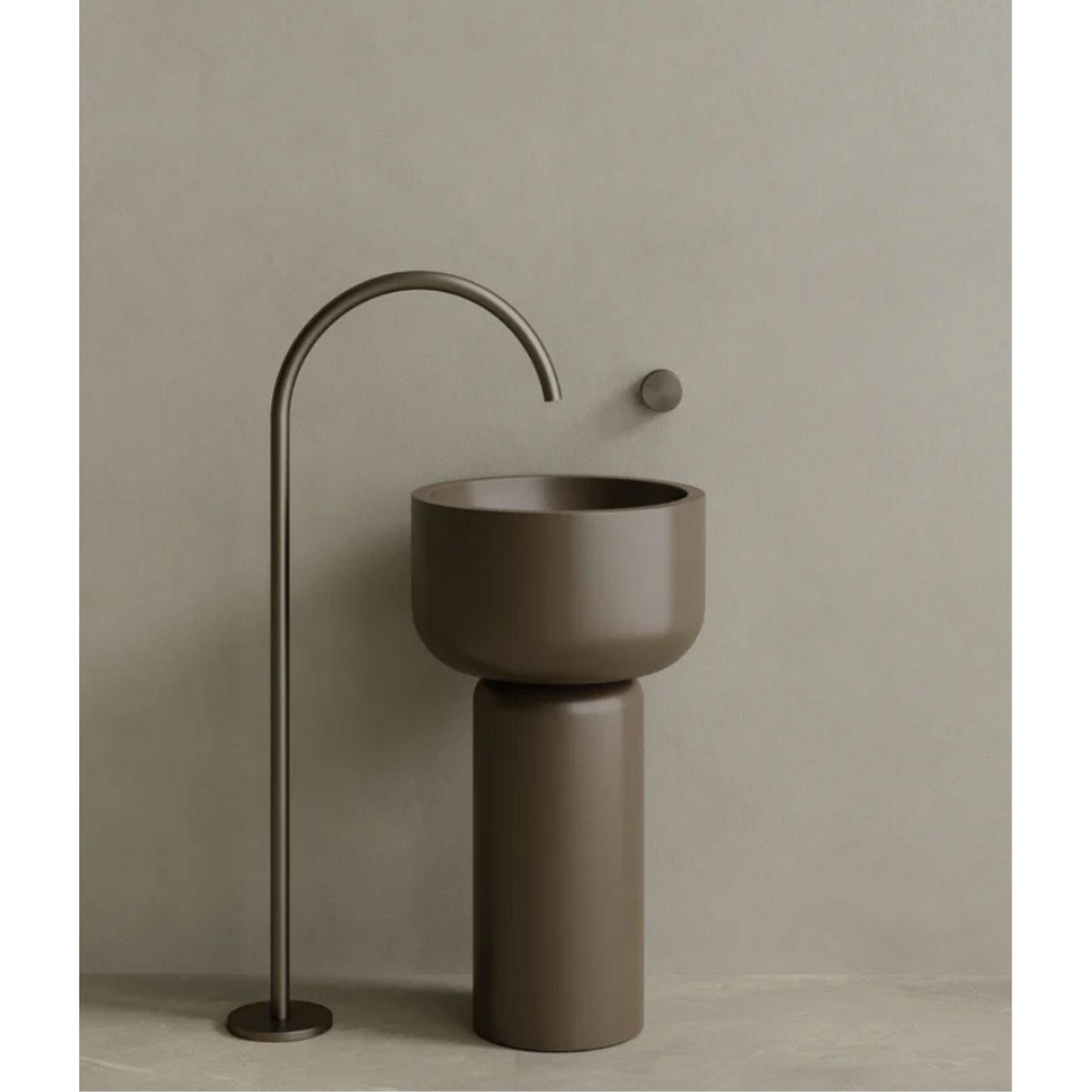 ELEMENTO BATH | 19" x 33" SOLID SURFACE STONE ROUND PEDESTAL SINK | $1,435.00 - $1,506.70