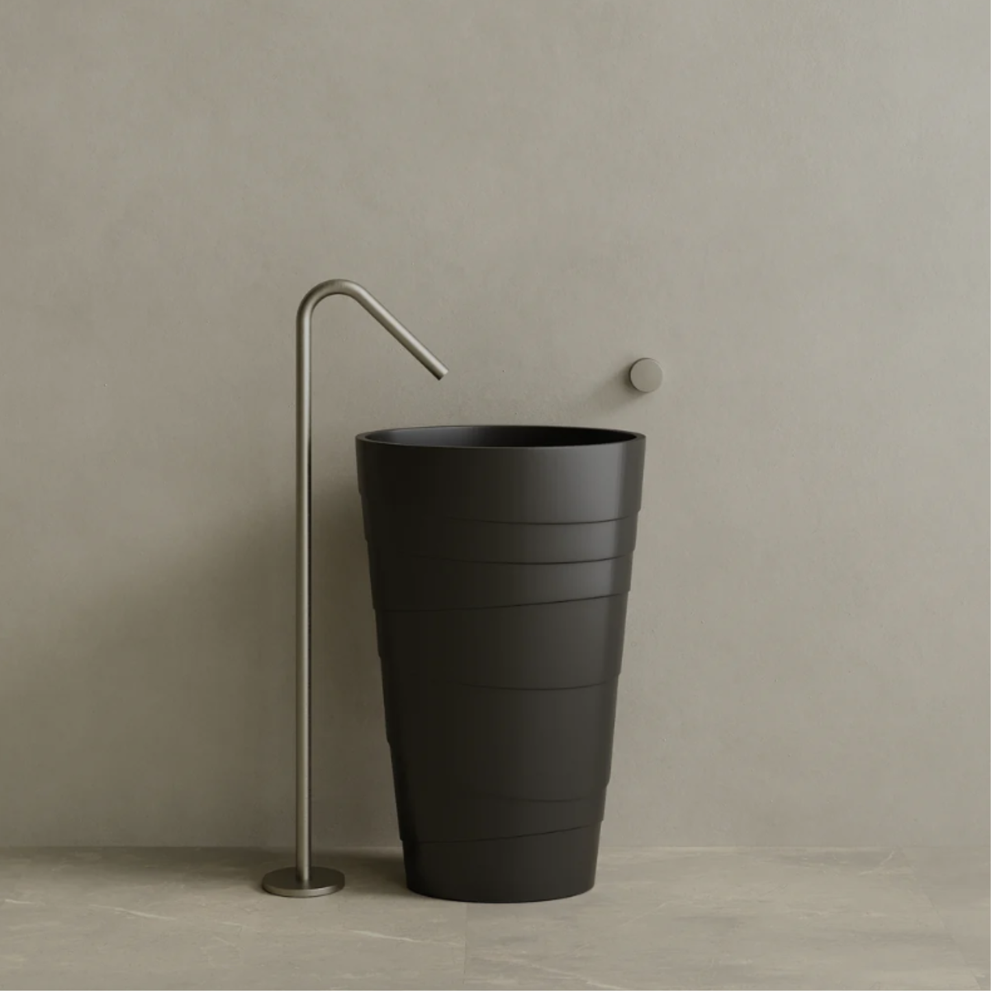 ELEMENTO BATH | 16" x 35" SOLID SURFACE STON RESIN ROUND PEDESTAL SINK | $1,443.40 - $1,516.90