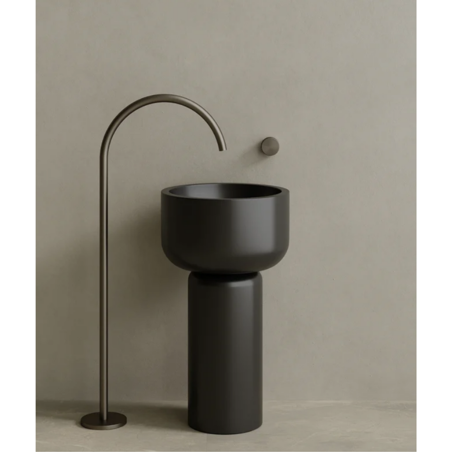 ELEMENTO BATH | 19" x 33" SOLID SURFACE STONE ROUND PEDESTAL SINK | $1,435.00 - $1,506.70