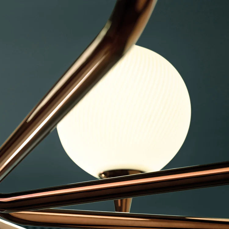 MASIERO | TEE GLOSSY GLAVANIC COPPER METAL AND GLASS 8-LIGHT CHANDELIER | $6,670.00