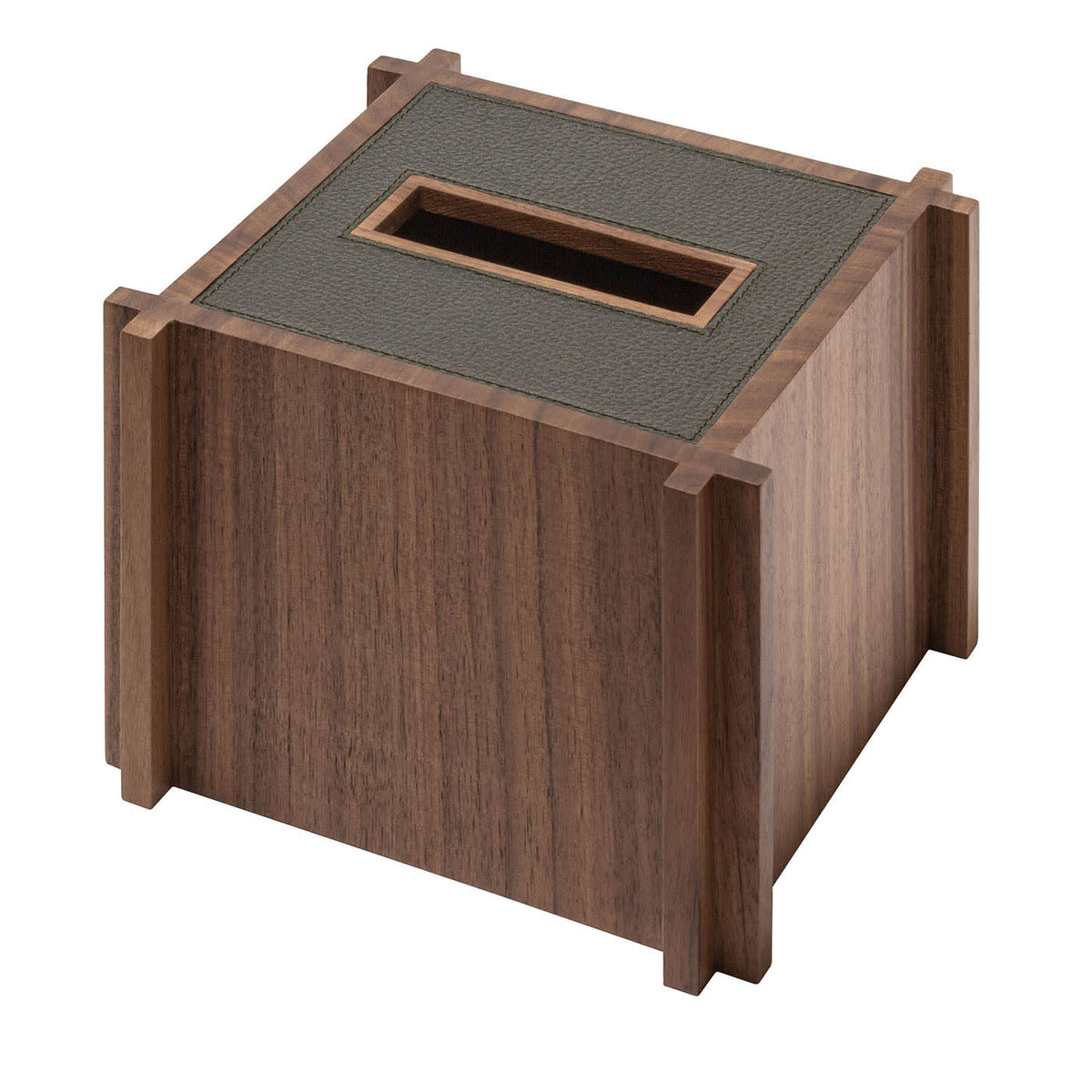 Giobagnara Structura Leather and Wood Square Tissue Holder