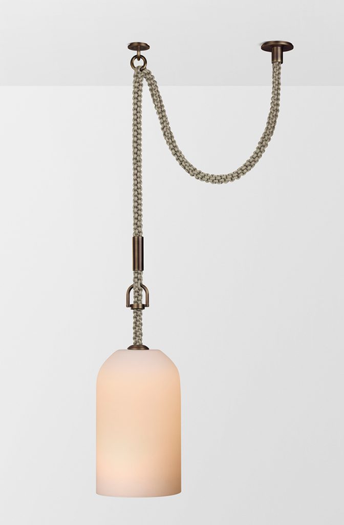 Rein Drape Pendant, Bronze / Almond Rope