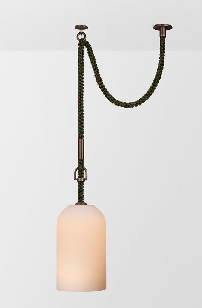 Rein Drape Pendant, Bronze / Olive Rope