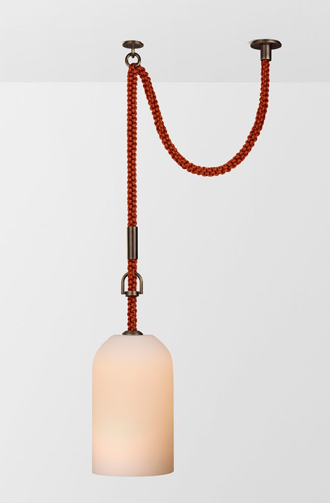 Rein Drape Pendant, Bronze / Saffron Rope