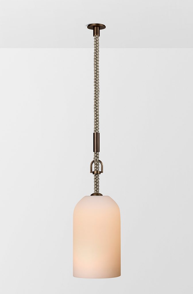 Rein Pendant, Bronze / Almond Rope