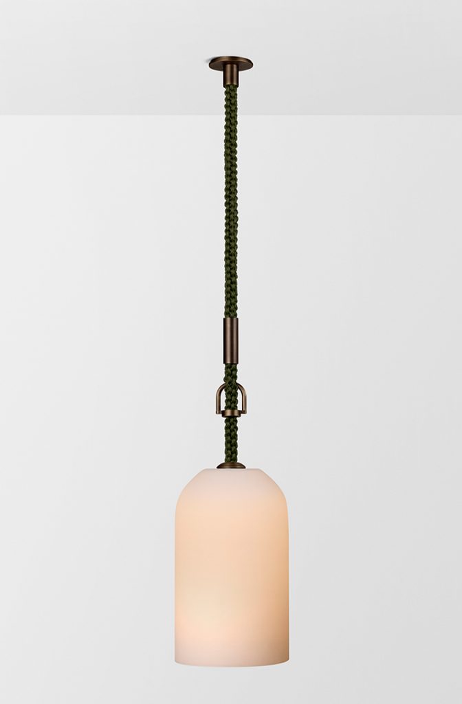 Rein Pendant, Bronze / Olive Rope