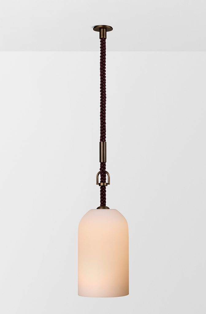 Rein Pendant, Bronze / Plum Rope