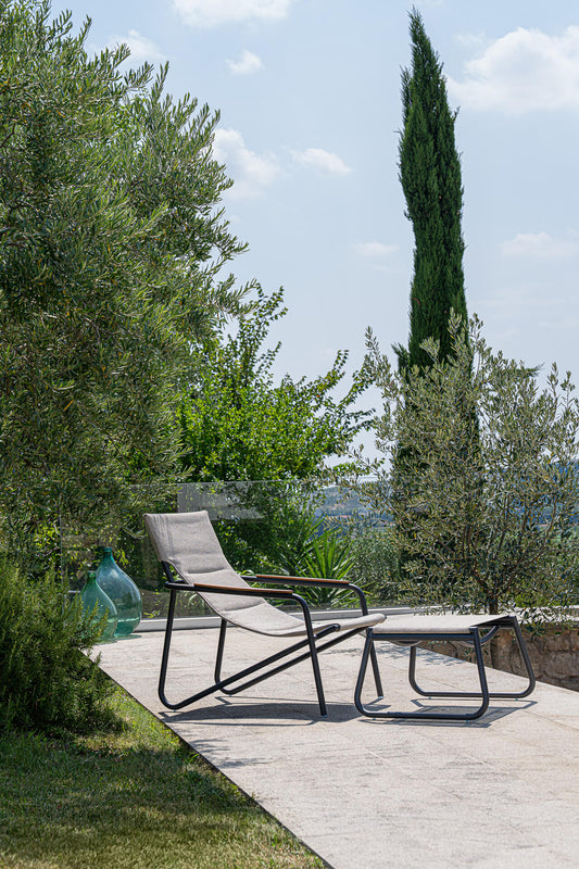 Atmosphera Zante Lounger outdoor aluminum teak lounger
