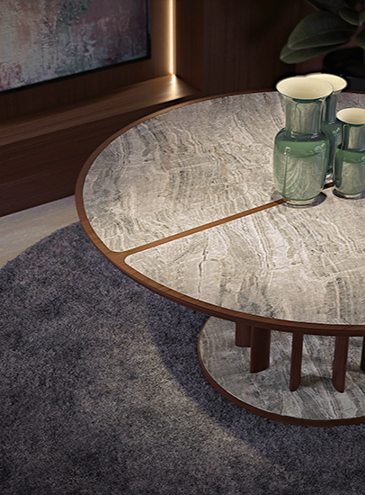 BAMAX | OPALE ROUND EARTHENWARE & CANALETTO TABLE 81.157 - $19,470.00