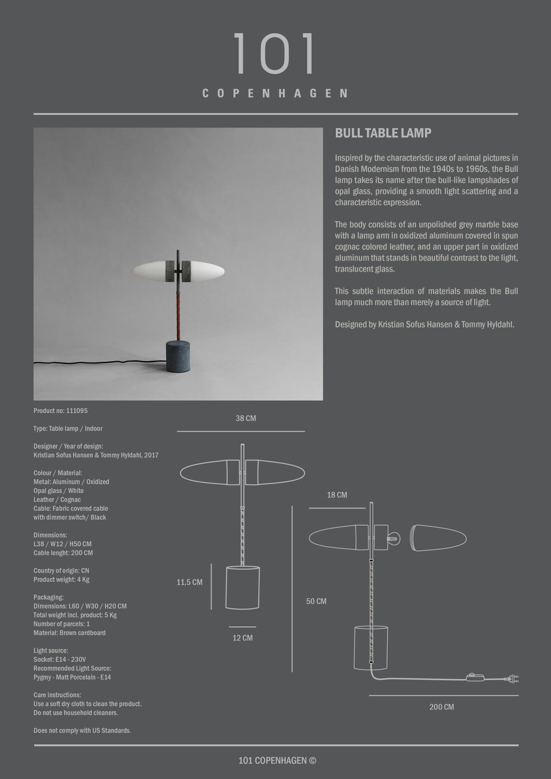 101 Copenhagen Bull Table Lamp - Oxidized - $575.00