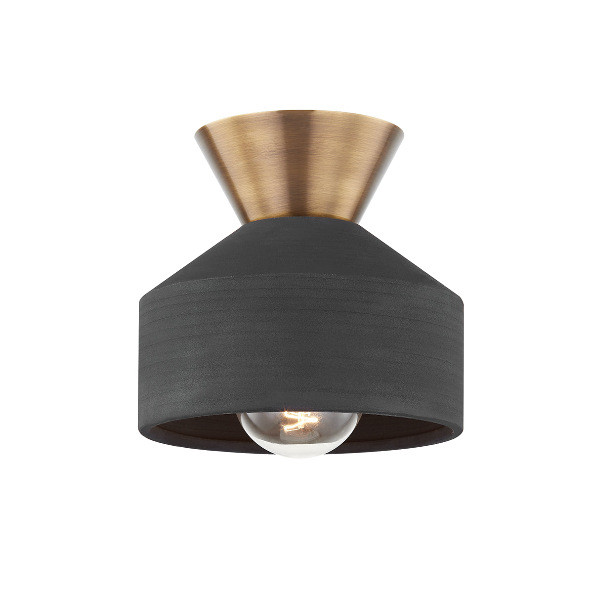 HUDSON VALLEY LIGHTING | COVINA FLUSHMOUNT - PATINA BRASS WITH CERAMIC BLACK | $280.00