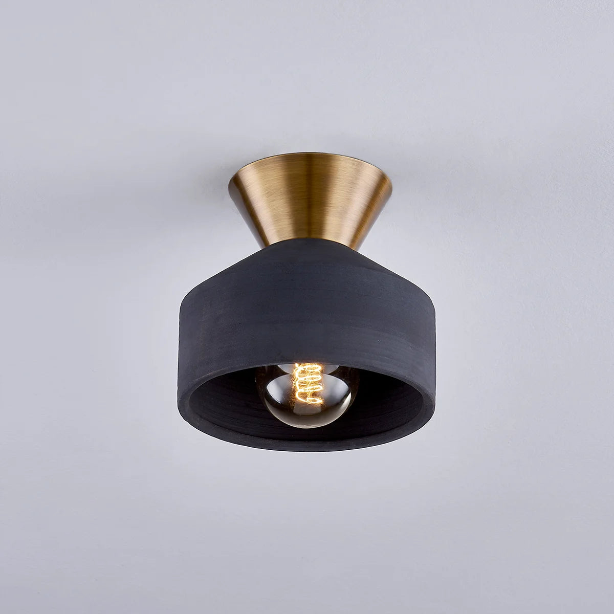 HUDSON VALLEY LIGHTING | COVINA FLUSHMOUNT - PATINA BRASS WITH CERAMIC BLACK | $280.00
