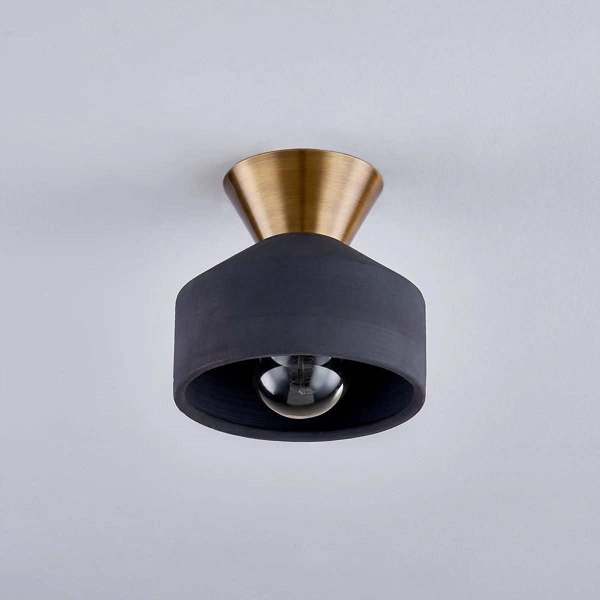 HUDSON VALLEY LIGHTING | COVINA FLUSHMOUNT - PATINA BRASS WITH CERAMIC BLACK | $280.00