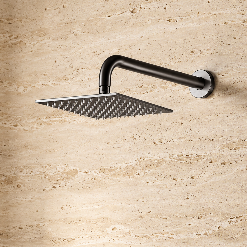 PIETRA CASA | Shower Set with Inspectable Square Head & Wall-Mounted Arm | $1,189.00 - $3,978.00