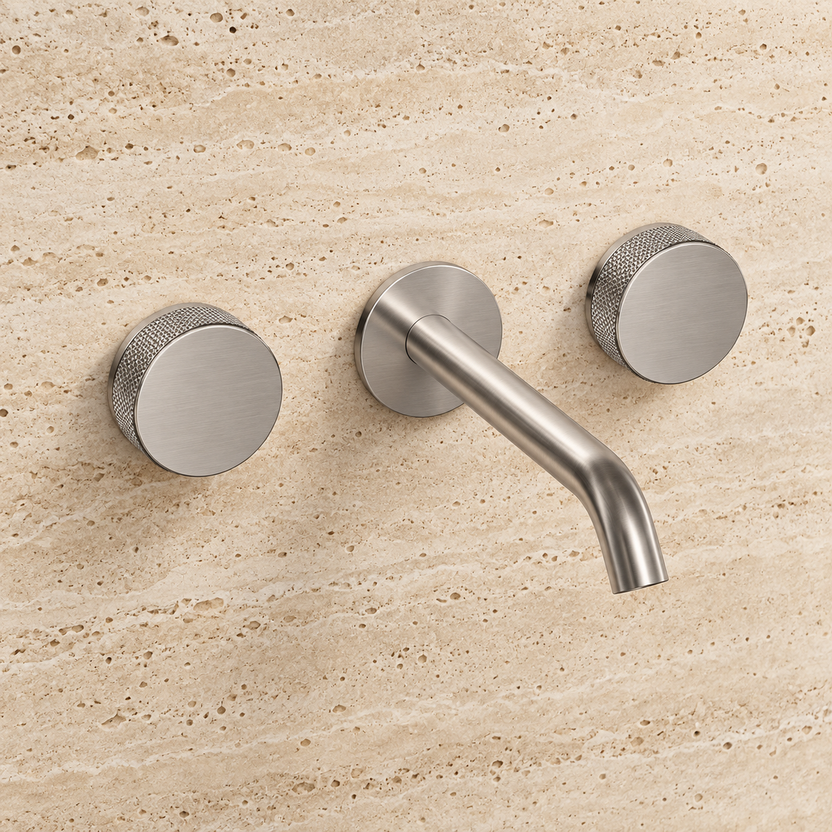 PIETRA CASA | Wall-Mounted 3-Hole Basin Set, Central Spout 7.9in (200mm), Cross Knurling Handle | $1,378.00 - $2,050.00