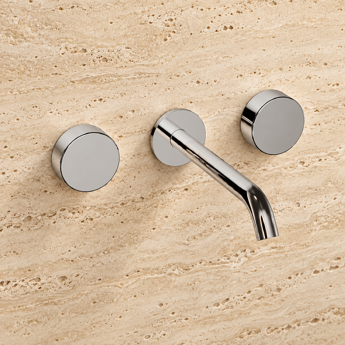 PIETRA CASA | Wall-Mounted 3-Hole Basin Set, Central Spout 7.9in (200mm), Smooth Handle | $1,345.00 - $2,011.00
