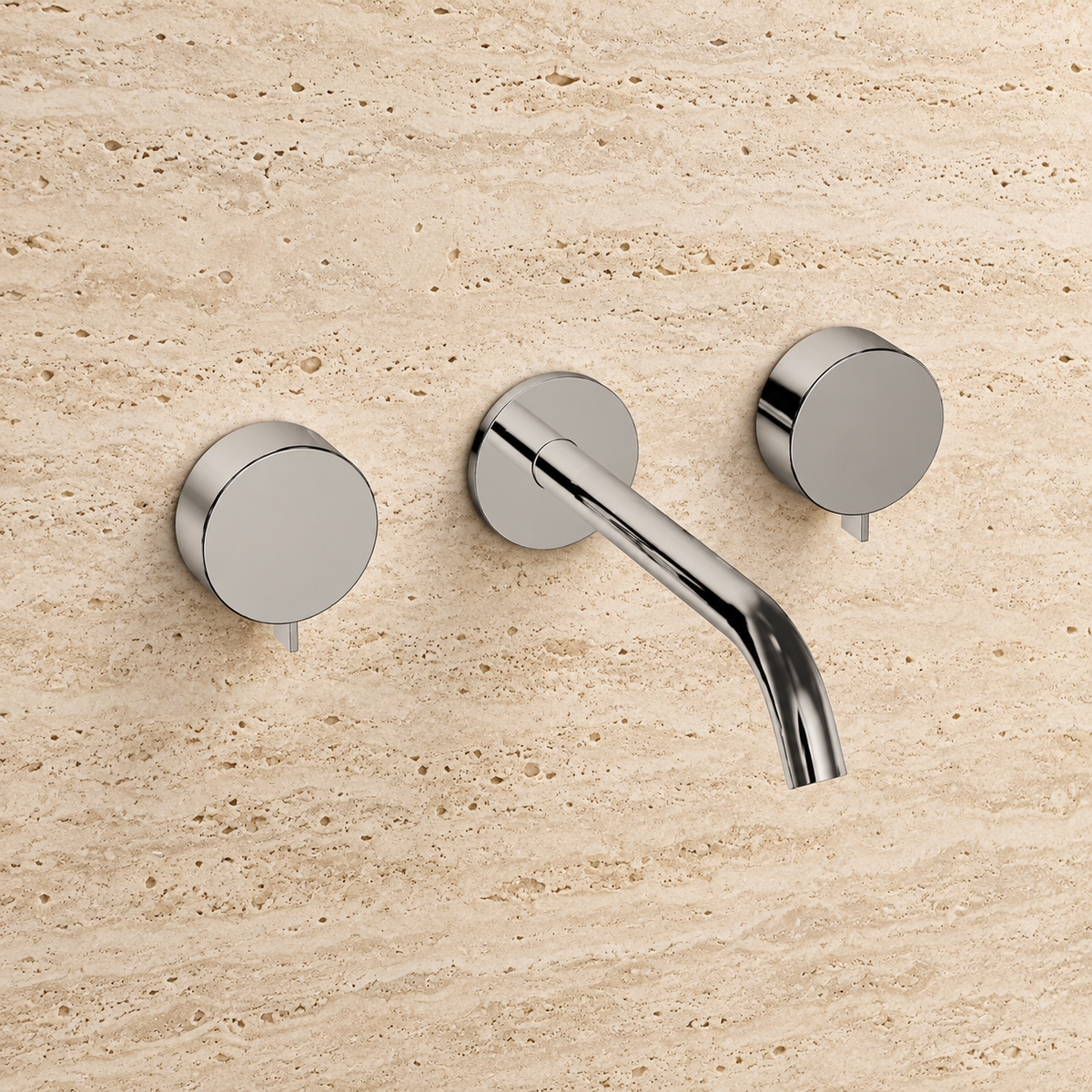 PIETRA CASA | Wall-Mounted 3-Hole Basin Set, Central Spout 7.9in (200mm), Small Lever Detail Handle | $1,406.00 - $2,133.00