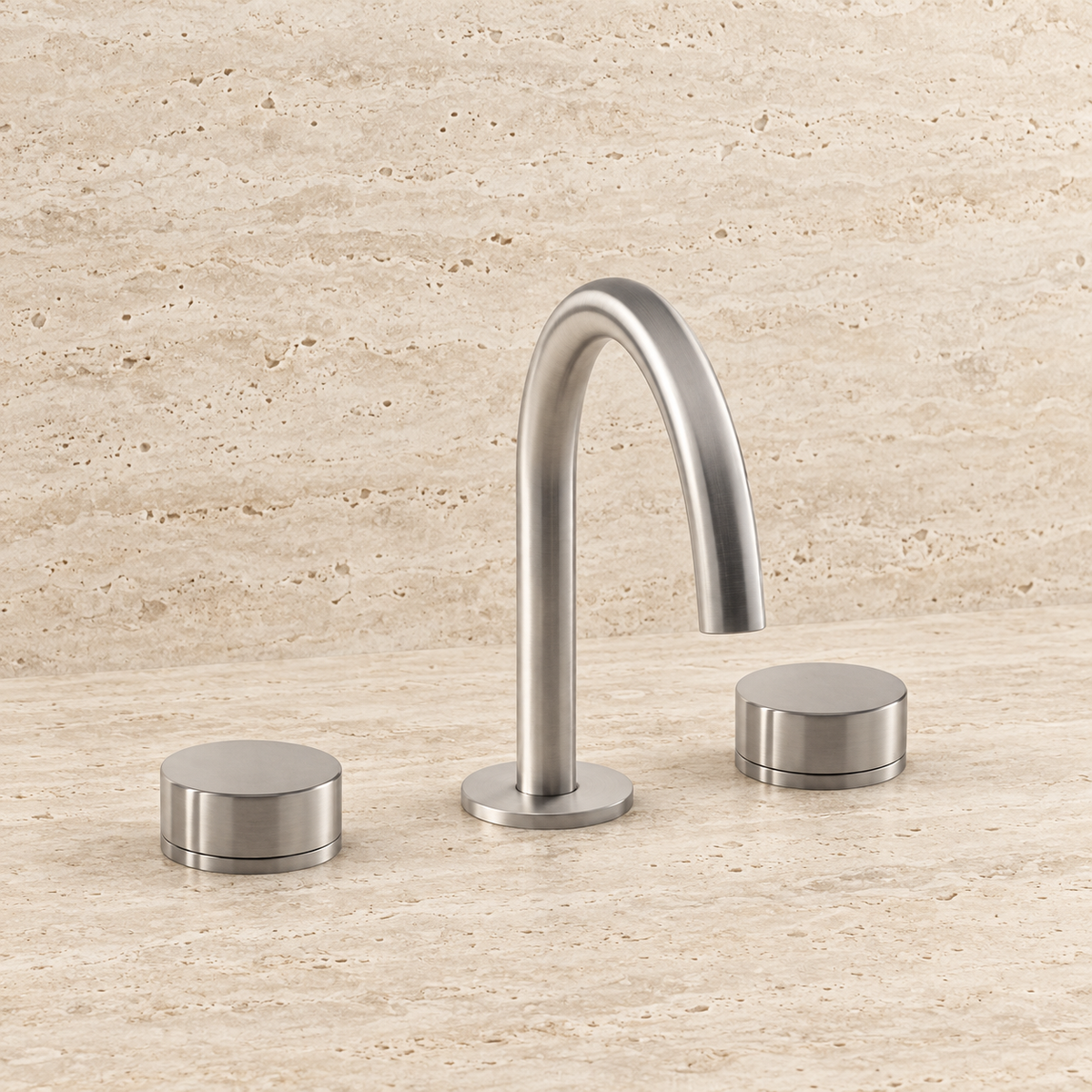 PIETRA CASA | Three-Hole Basin Mixer, Smooth Handle, Central Arch Spout H7.5in (190mm) | $1,722.00 - $2,511.00