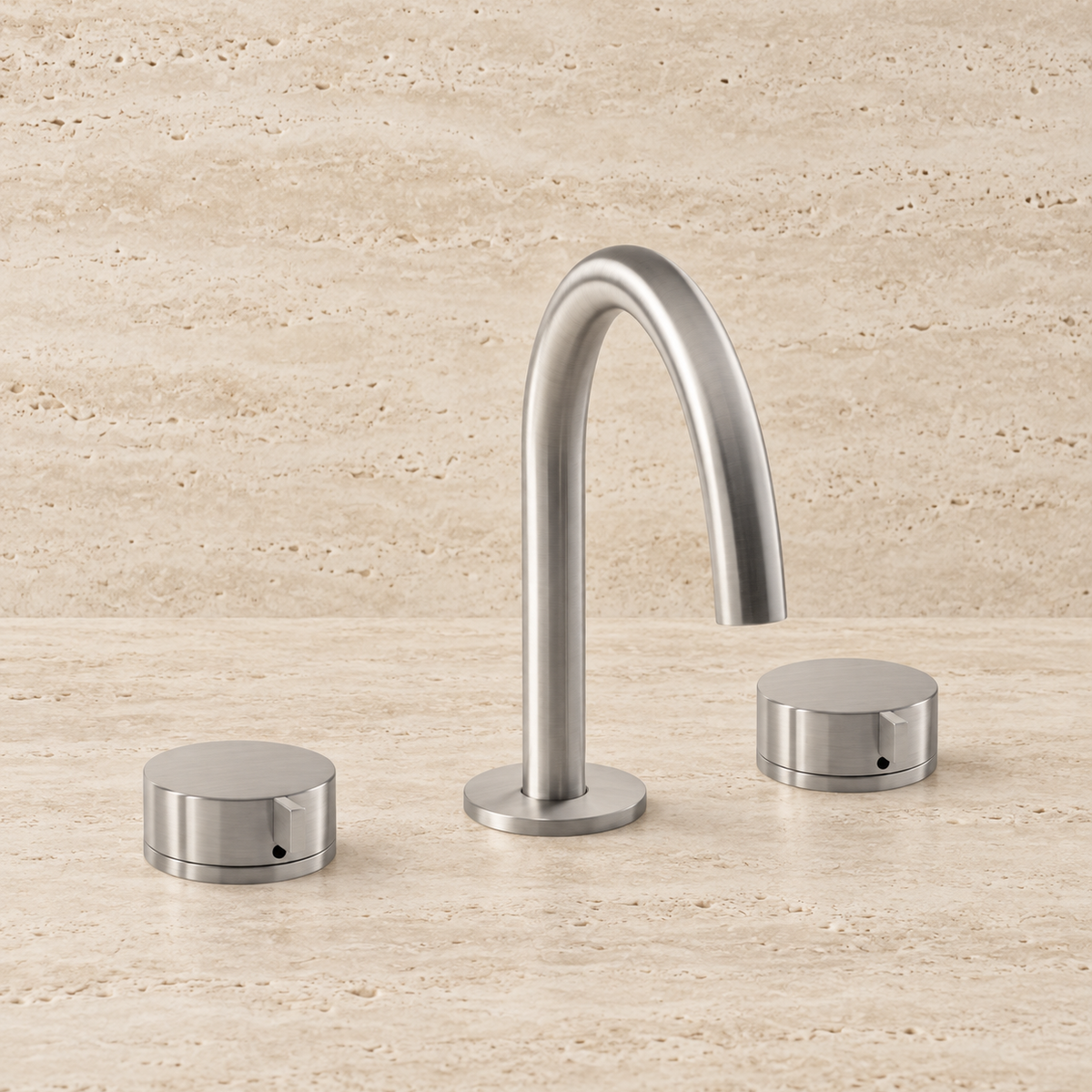PIETRA CASA | Three-Hole Basin Mixer, Small Lever Detail Handle, Central Arch Spout H7.5in (190mm) | $1,795.00 - $2,639.00