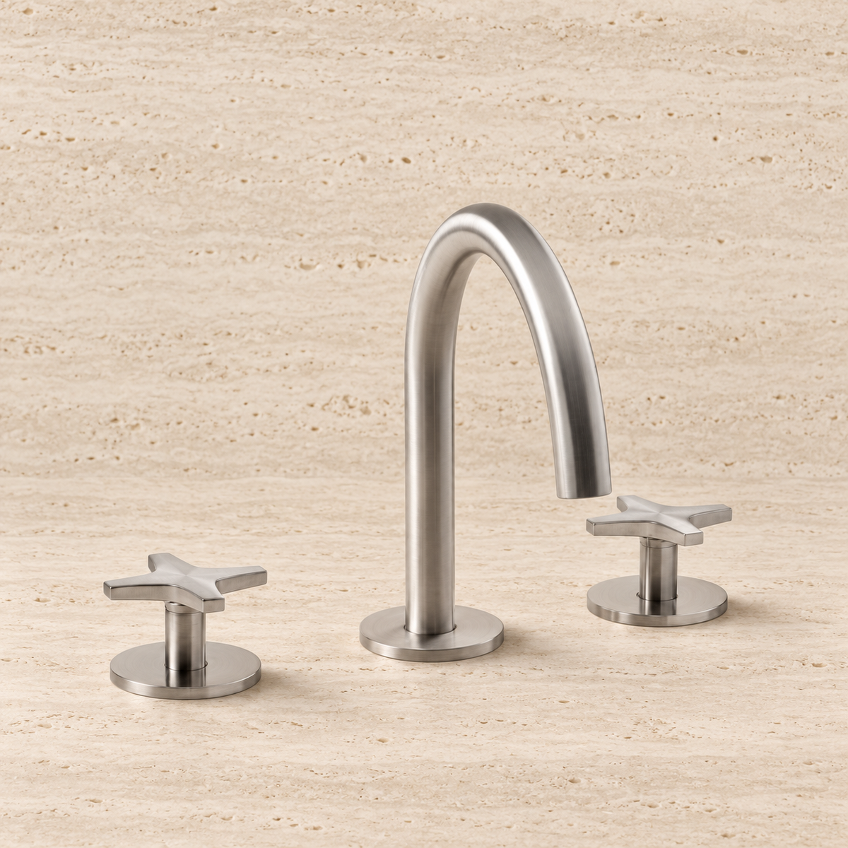 PIETRA CASA | Three-Hole Basin Mixer, Square Handle, Central Arch Spout H7.5in (190mm) | $1,817.00 - $2,583.00