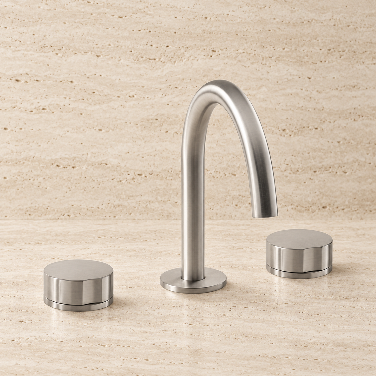 PIETRA CASA | Three-Hole Basin Mixer, Thumb Cutout Handle, Central Arch Spout H7.5in (190mm) | $1,722.00 - $2,511.00