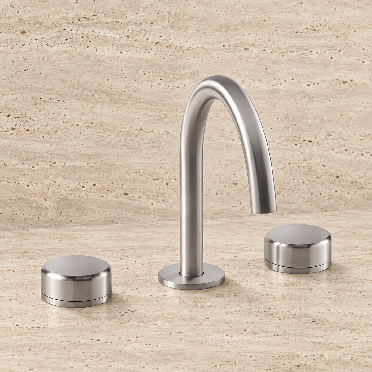 PIETRA CASA | Three-Hole Basin Mixer, Rounded-Edge Handle, Central Arch Spout H7.5in (190mm) | $1,761.00 - $2,550.00