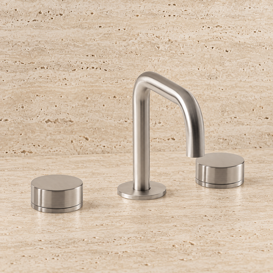 PIETRA CASA | Three-Hole Basin Mixer, Smooth Handle, Central Square Spout H5.9in (150mm) | $1,734.00 - $2,494.00