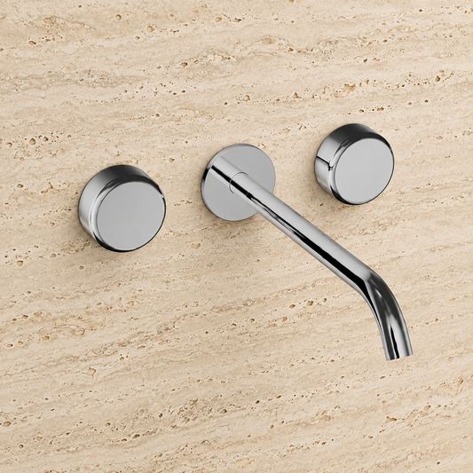 PIETRA CASA | Wall-Mounted 3-Hole Basin Set, Central Spout 9.8in (250mm), Rounded-Edge Handle | $1,384.00 - $2,067.00