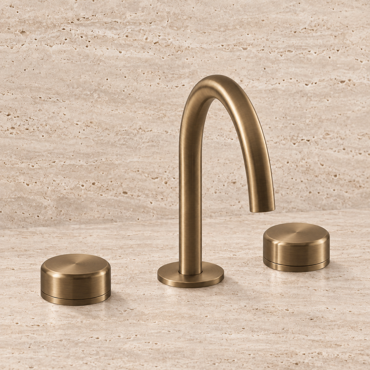 PIETRA CASA | Three-Hole Basin Mixer, Smooth Handle, Central Arch Spout H7.5in (190mm) | $1,722.00 - $2,511.00