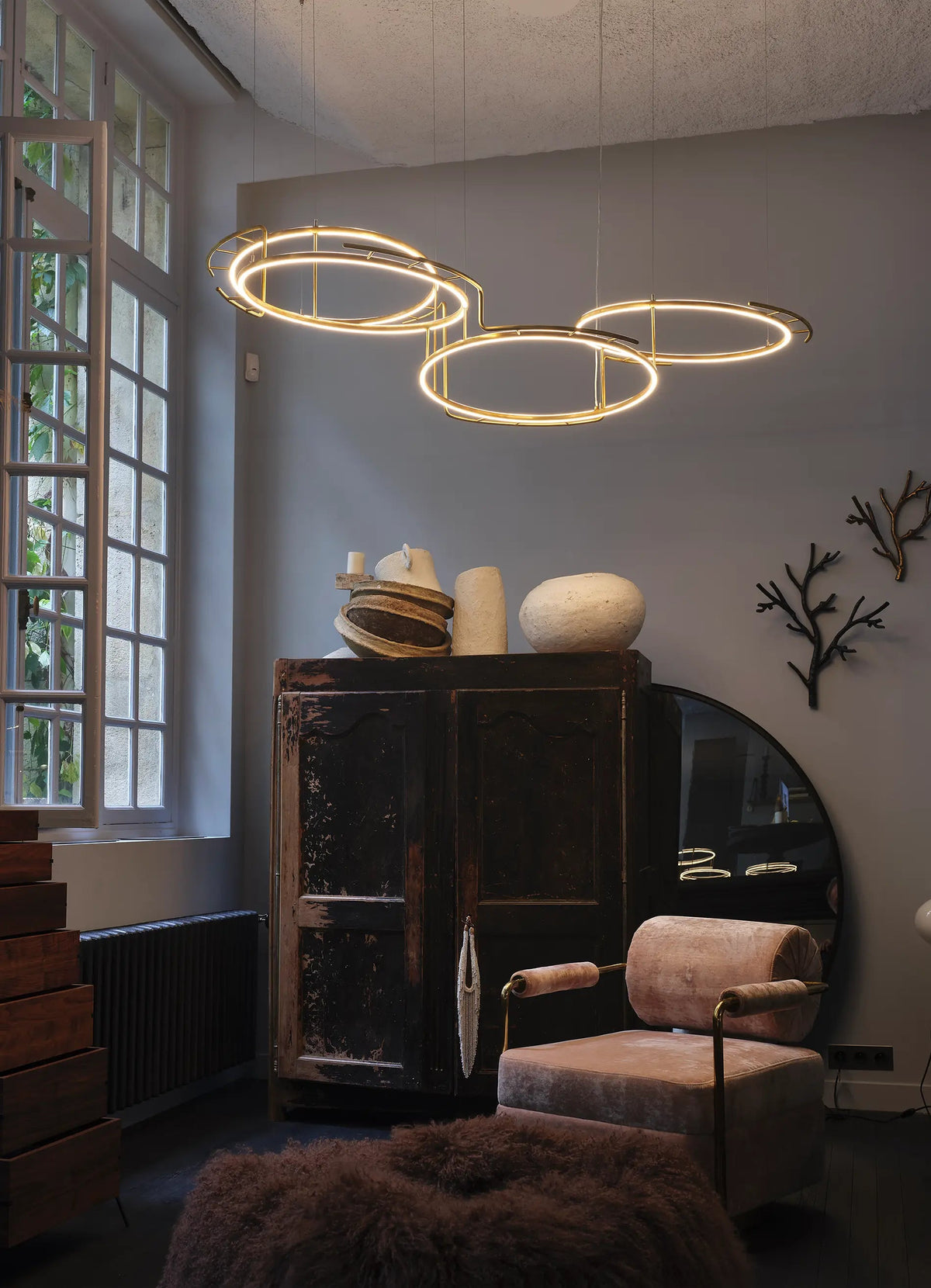 DCW Editions Broche M pendant lamp in natural brass